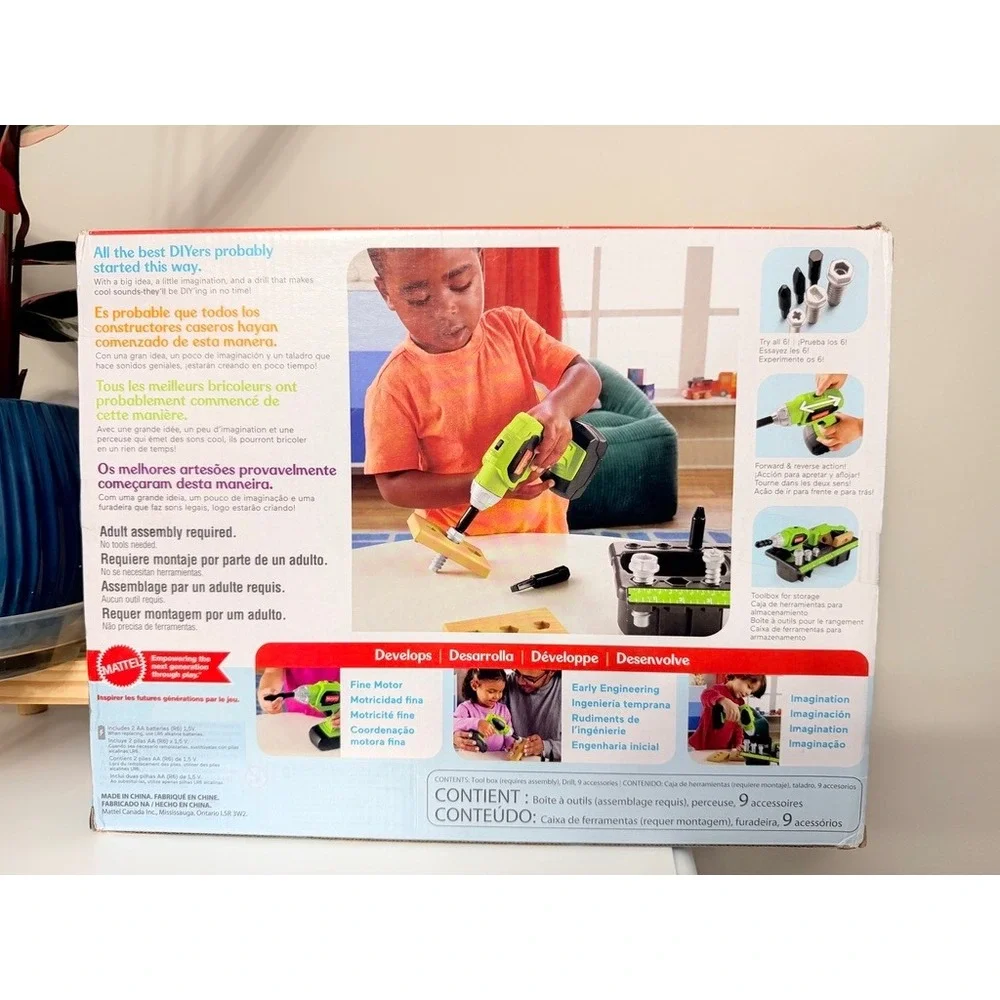 Fisher-Price Drillin Action Tool Set Kids‎ Unisex OS Green 10pc NWT